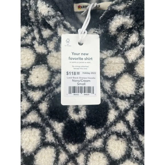 Marine Layer Womens Navy Cream Floral Laid Back Sherpa Hoodie Size S New - Picture 9 of 10